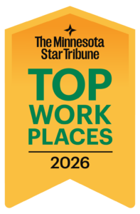 Yellow ribbon award badge for The Minnesota Star Tribune Top Work Places 2026.