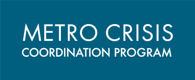 Metro Crisis Coordination Program logo on a teal background.